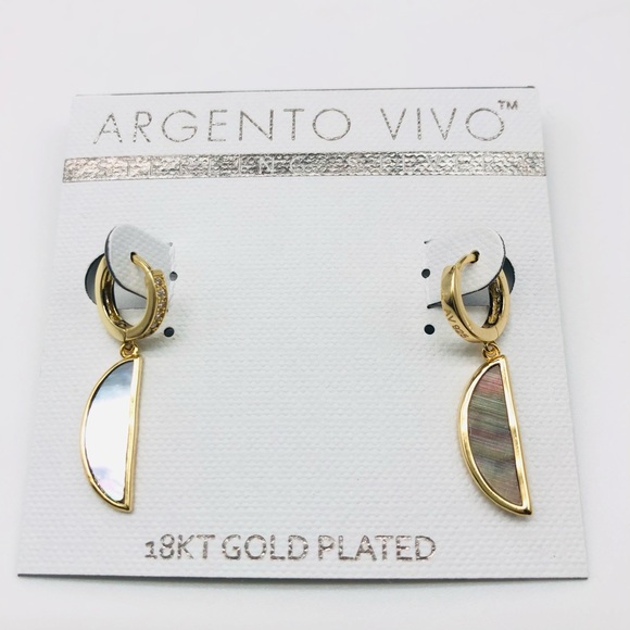 Argento Vivo 18k Gold Plated Moon Earrings - Picture 2 of 4